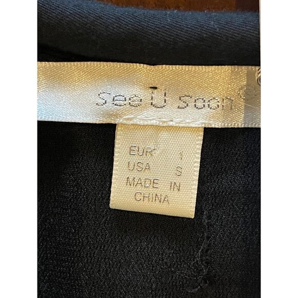 See U Soon Black Aztec Embroidered Belt Cap Sleeve Fit And Flare‎ Dress Size S - Picture 8 of 11